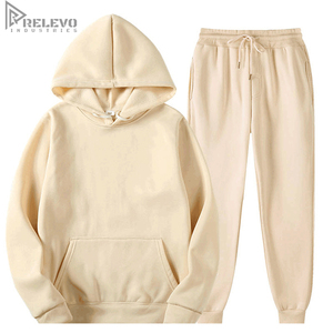Ensemble de survêtement en molleton de coton personnalisé pour homme, coupe régulière, léger et respirant, idéal pour l'hiver, avec capuche, pour le sport, OEM ODM - Product Image 5