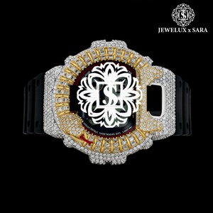 นาฬิกาเพชรสายหนังมอสซาไนต์สีโรสโกลด์ประดับเพชรเต็มเรือน ขายดีอันดับต้นๆ เหมาะสำหรับงานปาร์ตี้กลางคืนและใช้ในคลับ มีจำหน่ายในราคาส่งออก - Product Image 1