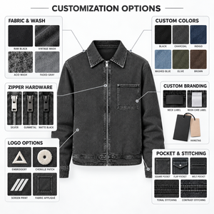Veste en jean délavé pour homme, couleur unie, col rabattu, coupe classique, fermeture boutonnée, style décontracté automne - Product Image 5