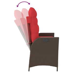 Banco de Jardín Reclinable Mediano en Ratán Sintético Marrón, Elegante Banco de Patio - Product Image 6