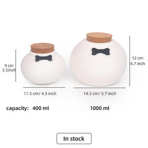 White Ceramic Pet Urn with Cork Lid and <b>Black</b> <b>Heart</b> Decor for Dog Cat Memorial Keepsake - Product Image 4