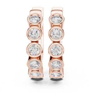 Pendientes de Aro Redondos de Calidad de Exportación, Oro Sólido de 14K, Joyería de Diamantes Cultivados en Laboratorio para Mujer, con Elegante Diseño de Aro - Product Image 1