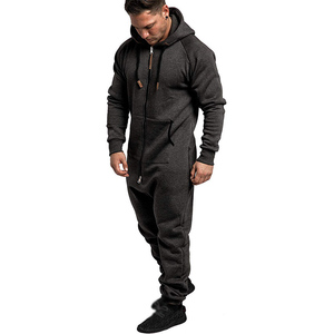Survêtement d'hiver pour homme en molleton 100% coton écologique, rouge uni, à capuche, mi-épais, manches longues, coupe droite, décontracté, avec poches latérales - Product Image 4