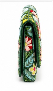 Women Bohemian Beaded Clutch Embroidered Floral Pattern Party Wedding Handbag Flap Closure Green Multicolor - Product Image 4