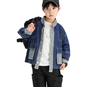 Chaqueta Vaquera para Niños - Nueva Colección Primavera - Chaqueta Moderna con Parches para Niños - Estilo Coreano Extralargo y a la Moda - Product Image 1