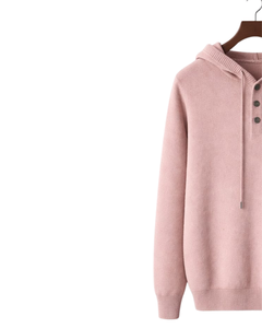 Sudadera con Capucha de Punto Rosa Claro Personalizada para Hombre, con Tres Botones, Mezcla de Algodón Suave, Cálida, Informal, para Invierno, Estilo Urbano, Personalizada OEM - Product Image 3