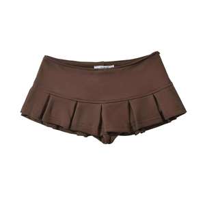 Mini-jupe-short plissée en coton pour femme, taille naturelle, couleur unie, style décontracté, respirante, avec fermeture éclair, collection été 2026 - Product Image 2