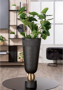 Vase de table moderne festif en bronze noir avec base sphérique dorée, fait main, décoratif, hauteur 22 cm - Product Image 3