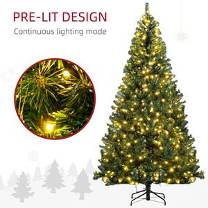 7.5 FT Pre-Lit Artificial Christmas Tree 500 Warm White LED <b>Lights</b> 1346 Tips Green Realistic <b>Branches</b> for Decorations 210 cm - Product Image 5