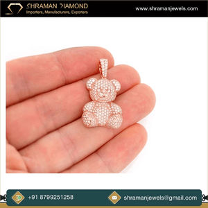 Collar de Moissanita con Colgantes de Oso Teddy Personalizados y Adorables, Joyería Hip Hop de Oro Sólido de 10K, de Moda, de SHRAMAN JEWELS, para Fiesta - Product Image 4