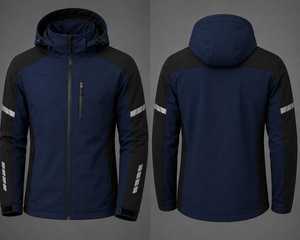 Men's Sporty <b>Racer</b> <b>Jacket</b> Windproof Waterproof Breathable Stand Collar Zipper Closure Blue Black Polyester Winter Outerwear - Product Image 2