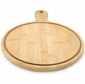 High Quality Eco Friendly Bamboo Pizza Tray Round Wooden Pizza Serving <b>Platter</b> for Kitchen Restaurant Custom Size OEM ODM - Product Image 3