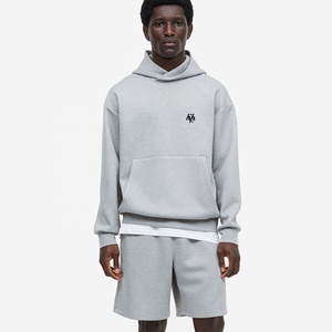 Fabricación OEM Transpirable Hombres Jersey Gris Sudadera con capucha Conjunto corto de moda Unisex Secado rápido Sudadera con capucha Conjunto corto con logotipo personalizado - Product Image 1