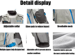 Klim Men's Waterproof Breathable Windproof Thick Motorcycle Jacket Grey Blue Stand Collar <b>Covered</b> <b>Button</b> Closure Winter Moto - Product Image 5