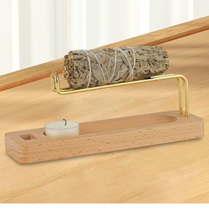 Support écologique pour bâtonnets de Palo Santo, plateau de fumigation en bois fait main, brûleur d'aromathérapie, décoration de bien-être pour la pièce - Product Image 2