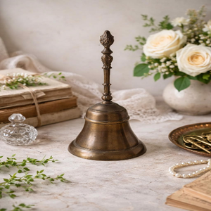 Elegant smooth brass hand bell featuring a bell-shaped fluted bottom finish, available at wholesale prices. - Product Image 5