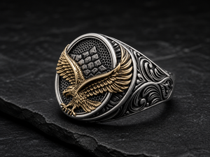 Bague Statement Gothique Aigle en Argent Sterling 925 Oxydé Noir - Product Image 1