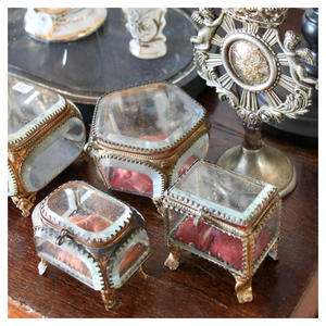 Boîtes à bijoux modernes en verre biseauté en laiton, style européen classique |   Organisateur de bijoux artisanal haut de gamme avec logo couleur personnalisé pour - Product Image 3