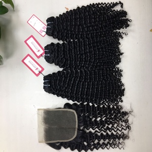 Paquets de cheveux non traités Deep Curly Closure 5x5-Cheveux bouclés vietnamiens-100% de cheveux humains vierges Remy-Noir naturel 1B-8A-12A - Product Image 2