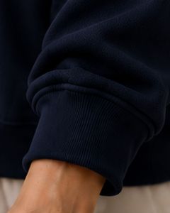 Sudadera con Capucha Oversize Azul Marino para Mujer, Lisa, de Algodón y Felpa, Estilo Casual Urbano con Hombros Caídos, Ideal para Invierno - Product Image 5