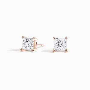Pendientes de Diamantes Cultivados en Laboratorio con Corte Princesa de Cuatro Puntas, Plata de Ley 925, 1 Quilate, Certificados por IGI - Product Image 5