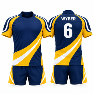Custom Wholesale <b>Mens</b> Rugby Jersey Set Breathable Durable Quick Dry OEM Professional Printed Sublimated Team Rugby Shirt Shorts - Product Image 4