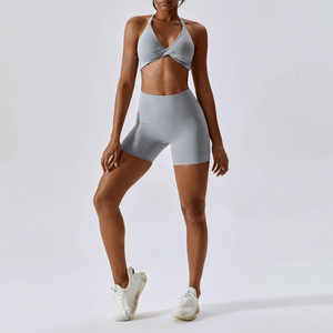 Ensemble de yoga personnalisé, directement de l'usine, en tissu solide, anti-humidité, pour le fitness, avec taille en V et longueur intégrale - Product Image 2