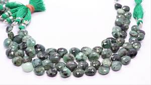 Cuentas de esmeralda natural facetadas en forma de corazón de 10-11 mm, cuentas de piedras preciosas de esmeralda de 8 pulgadas, cuentas de esmeralda sueltas en forma de corazón para joyería - Product Image 5
