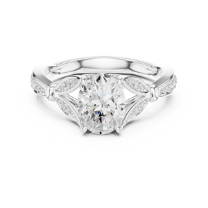 แหวนแต่งงานดีไซน์เนอร์แฟชั่น ทองคำขาว 14K VS1 สี E เพชรทรงรี 1.50 กะรัต เพชรเพาะเลี้ยงในห้องปฏิบัติการ IGI แหวนหมั้น - Product Image 6