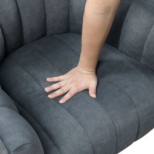 Poltrona in Velluto Grigio Scuro, Moderna e Lussuosa, Girevole con Schienale a Botte, Comoda Sedia per Soggiorno - Product Image 5