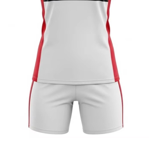 Unisex Volleyball Uniform Set White Red Black Sublimation Printed Breathable 100% Polyester Seamless Fusing Jersey Shorts Adult - Product Image 5