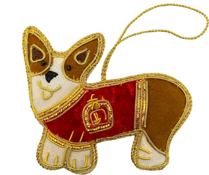 Decoraciones Navideñas de Lujo de Alta Calidad, Bordadas a Mano con Cuentas Zardozi, Diseño de Gato en Terciopelo Satinado - Product Image 3