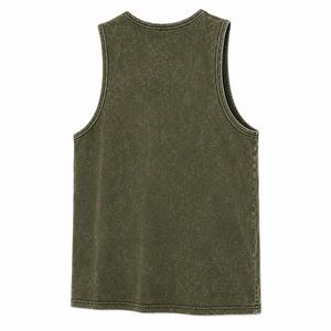 Débardeur sans manches col rond pour homme, couleur unie, tricoté, coupe sport décontractée, finition délavée, polyester/coton, ODM, respirant, logo frontal - Product Image 3