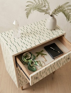 Aparador Moderno de Madera Maciza con Incrustaciones de Hueso, Cajonera de Almacenamiento de Tres Niveles, Cómoda Tallada para Dormitorio, Sala de Estar, Comedor - Product Image 2