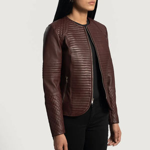 Chaqueta de Cuero de Invierno para Mujer de Alta Calidad, Transpirable, Color Sólido, Cierre de Cremallera, Talla XL, Forro de Algodón, Suministro al por Mayor - Product Image 2