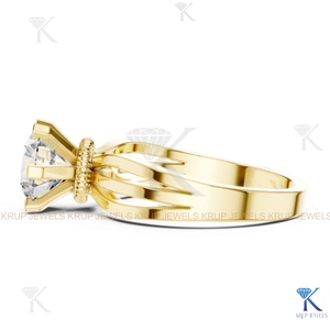แหวนเพชรเม็ดเดี่ยวทรงกลม 6 กรงเล็บ แบบสั่งทำขายส่ง ตัวเรือนทองคำ - Product Image 2