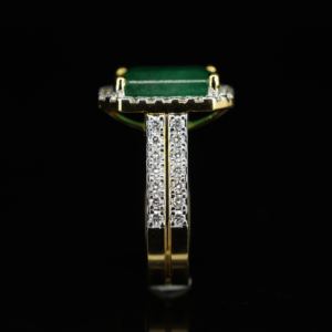 Emerald Cut Moissanite <b>Cocktail</b> <b>Ring</b> 18K <b>Gold</b> Pave Setting Women's Luxury Geometric Engagement <b>Ring</b> - Product Image 1
