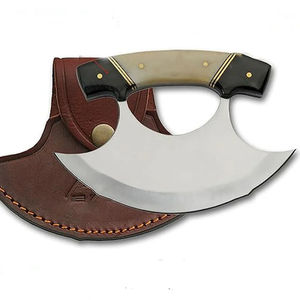 Couteau Ullu Burraq personnalisé fait main en acier D2, manche en bois, trancheur à pizza, étui en cuir, ambidextre, écologique - Product Image 3