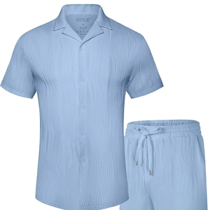 Men Printed <b>Set</b> Tropical Print Short Sleeve Shirt Beach Shorts Matching Holiday Summer Casual Top top mens twin <b>set</b> - Product Image 1