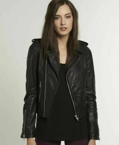 Women <b>Genuine</b> Leather Bomber Jacket Stand Collar Zipper Closure Full Sleeve Autumn Style - Product Image 3
