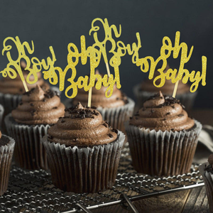 Décorations de gâteau en or rose « Oh Baby » pour fête prénatale, révélation du sexe (garçon/fille), 1er anniversaire, fournitures de décoration de gâteau - Product Image 5
