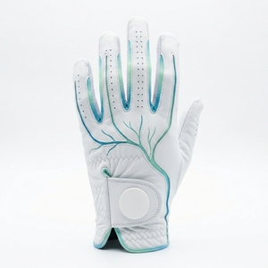 Gant de golf blanc pour gaucher avec motif d'arbre, en cuir véritable, respirant, fermeture auto-agrippante, pour femmes, sport - Product Image 1