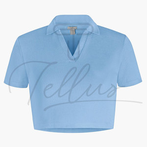 Camiseta polo premium de alta calidad, nueva, acanalada, corta, sexy, ajustada, para mujer, de manga corta, de secado rápido, deportiva. - Product Image 2
