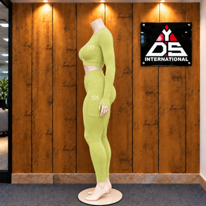 Women Fitted Activewear Style Yoga Set Full Length <b>Leggings</b> Activewear High Waist Seamless 2 Piece Set Training - Product Image 3