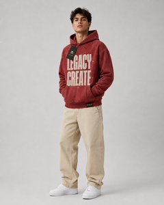 Sweat-shirt à capuche imprimé pour homme, coupe oversize, en coton rouge, molleton bouclette, décontracté, pour l'hiver, séchage rapide, avec poche, 220g, Silk Road Wholesale OEM - Product Image 4