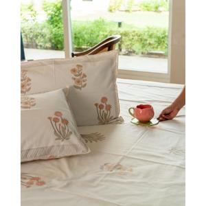 Parure de lit en coton imprimé floral fait main, drap plat avec taies d'oreiller, décoration intérieure écologique, lavable en machine - Product Image 5