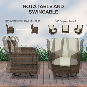Set Divano da Esterno in Rattan Resistente alle Intemperie da 4 Pezzi con Sedie Girevoli a Dondolo per Giardino - Product Image 6