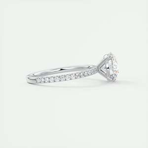Anillo de compromiso Harper Classic Pavé Solitaire con diamante cultivado en laboratorio de corte redondo de 2.30 quilates en oro blanco de 14K para novias. - Product Image 6