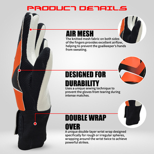 Football Goalkeeper Gloves <b>Full</b> Finger PU Leather Silicone Printed Non <b>Slip</b> Breathable Adjustable Wrist Strap Hook Loop Closure - Product Image 5
