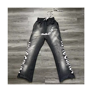 Pantalones Deportivos Rectos para Hombre, Estilo Moderno, con Bordado Desgastado, Venta al Por Mayor |   Pantalones Casuales Ligeros Anti-Pilling 100% Poliéster | - Product Image 3